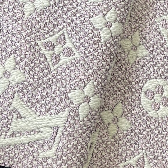 Louis Vuitton Logomania Scarf Silk Wool Monogram Grey Light Purple Pink - Picture 5 of 9